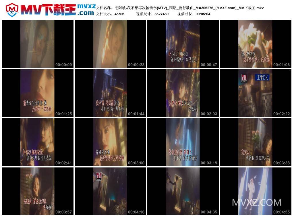 毛阿敏-我不想再次被情伤(MTV)_国语_流行歌曲_MA306276